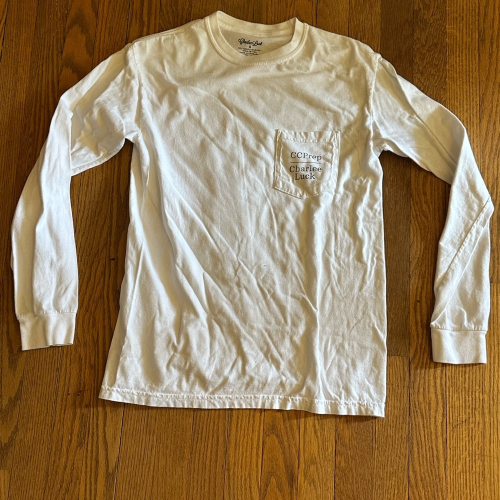 White Long Sleeve Pocket Tee